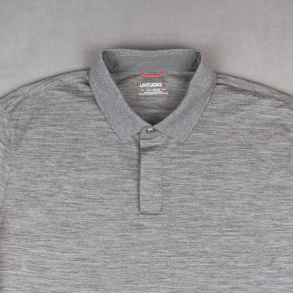 Untuckit Hannifer Polo Shirt Mens Size XXL Dark Gray Heather Polyester Stretch